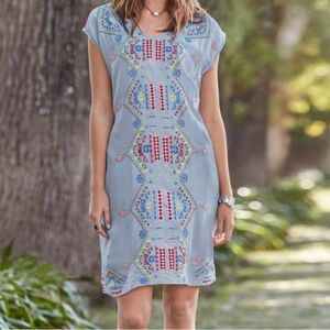 Sundance women’s small silk feel southwestern embroidered shift dress